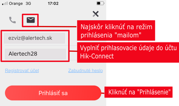 Hik-Connect prihlasenie