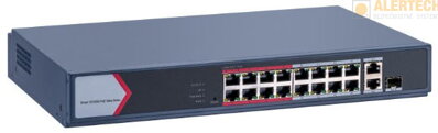 DZ3E1318P-EI/M, PoE switch pre napájanie IP kamier a IP videovrátnika, 16 x PoE + 2 x dáta,130W