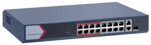 DZ3E1318P-EI/B, PoE switch pre napájanie IP kamier a IP videovrátnika, 16 x PoE + 2 x Dáta, 230W DZ3E1318P-EI/B, PoE switch pre napájanie IP kamier a IP videovrátnika, 16 x PoE + 2 x Dáta, 230W