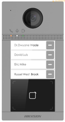 DZKV8413-WME1, prístupy: čip alebo karta, aplikácia v smartfóne, 4 x fyzické tlačítko na zvonenie, otváranie 2 dverí, komunikácia cez internet