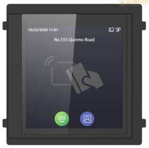 DS-KD-TDM, 4.3" LCD displej, prístupy: karta alebo čip, PIN kód, displejové tlačítko na zvonenie, určený pre objekty s väčším počtom rezidentov