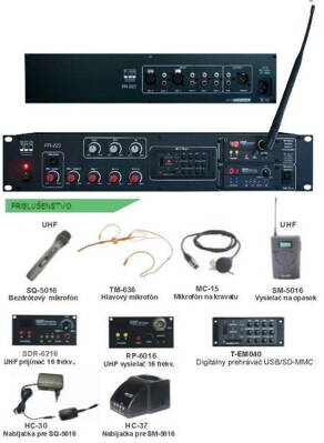 PA-223A, 2 x 70 W zos., bezdr. mikrofón do ruky, USB prehr.