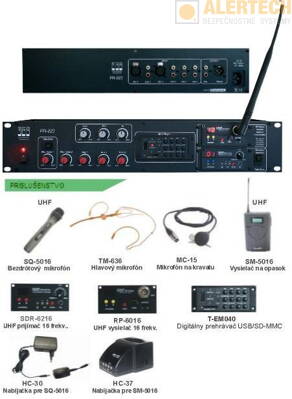 PA-223A, 2 x 70 W zos., bezdr. mikrofón do ruky, USB prehr.
